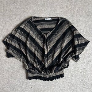 Cato Black and Tan Striped Blouse